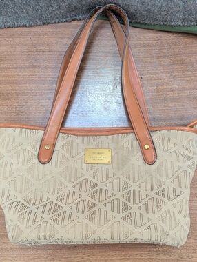 Tan Ralph Lauren Tote Bag with Leather Trim
